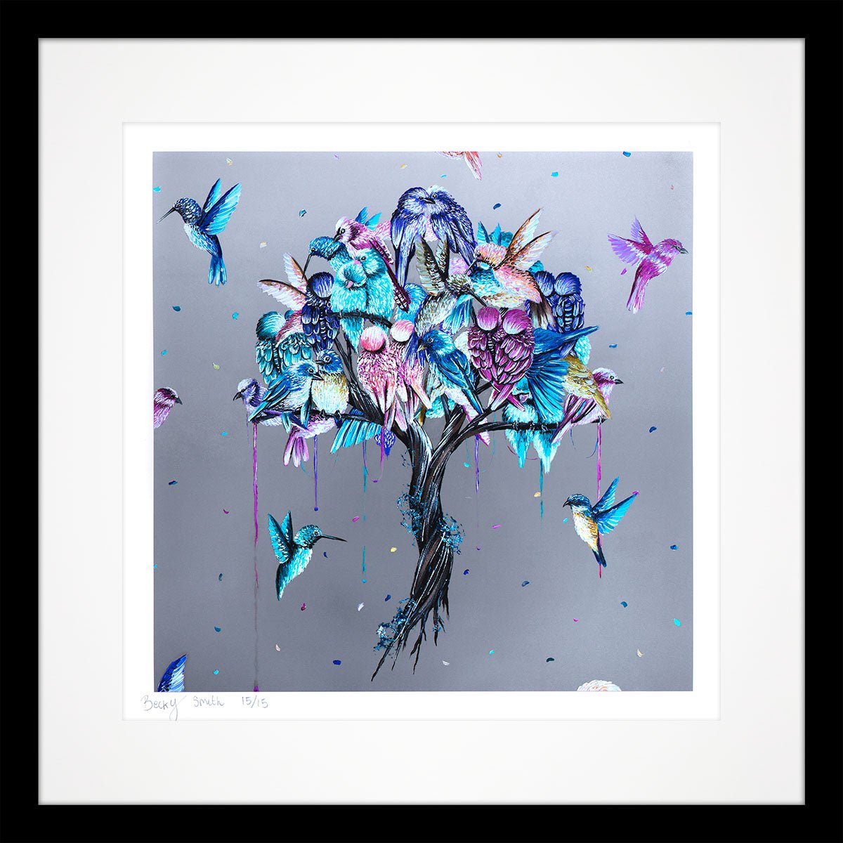 Love Birds and Blossom in Bloom - Standard Edition SET Becky Smith Matching Edition #1 SET / Black Matte Frame