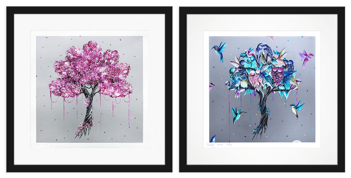 Love Birds and Blossom in Bloom - Standard Edition SET Becky Smith Matching Edition #15 SET / Black Matte Frame