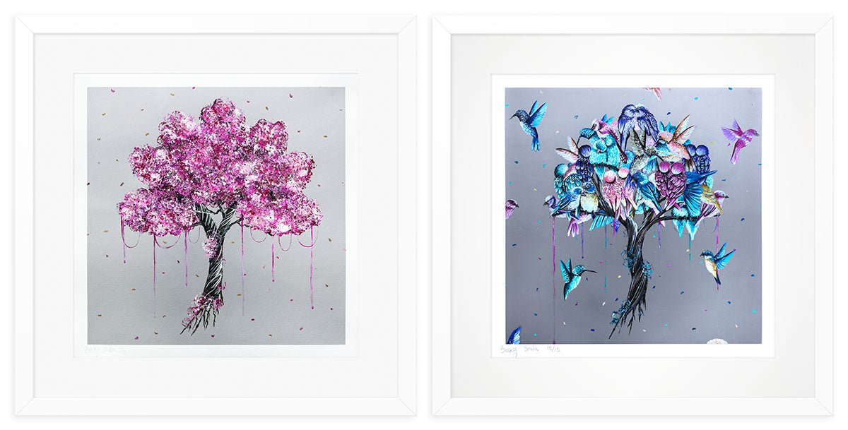 Love Birds and Blossom in Bloom - Standard Edition SET Becky Smith Matching Edition #15 SET / White Matte Frame