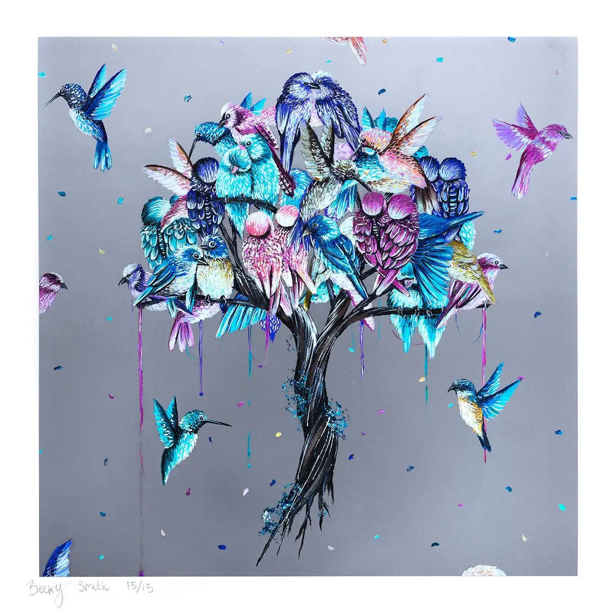 Love Birds - Edition - SOLD by artist Becky Smith - Wyecliffe Galleries