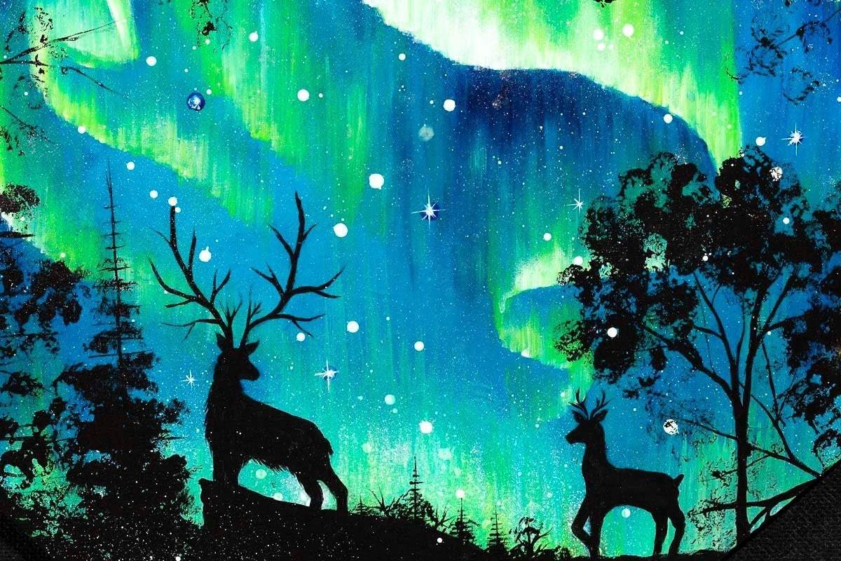 Love Under The Aurora Borealis - Original - SOLD by artist Becky Smith - Wyecliffe Galleries