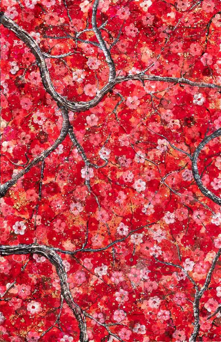 Ruby Blossom - Original - SOLD by artist Becky Smith - Wyecliffe Galleries