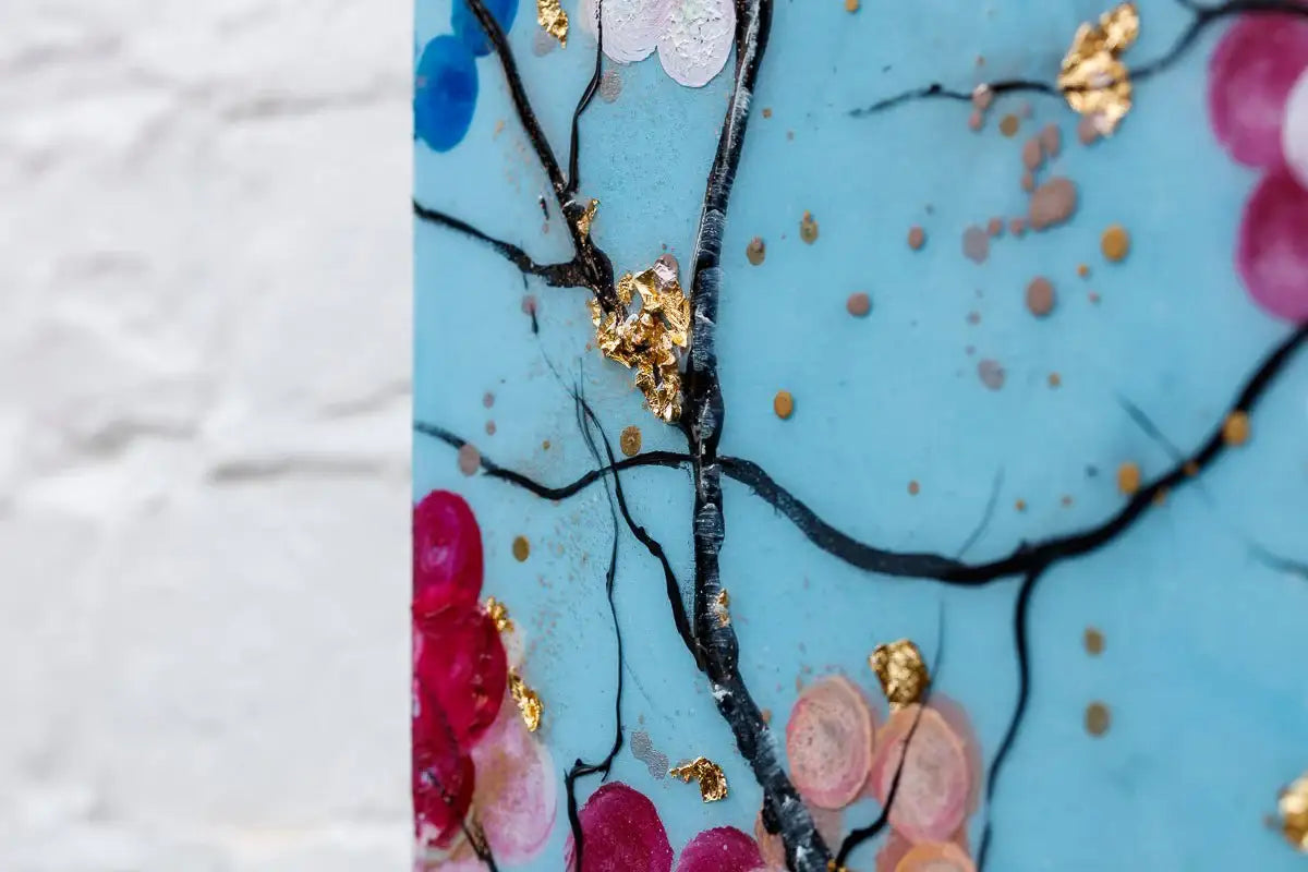 Sakura in Bloom Triptych - Original - SOLD by artist Becky Smith - Wyecliffe Galleries