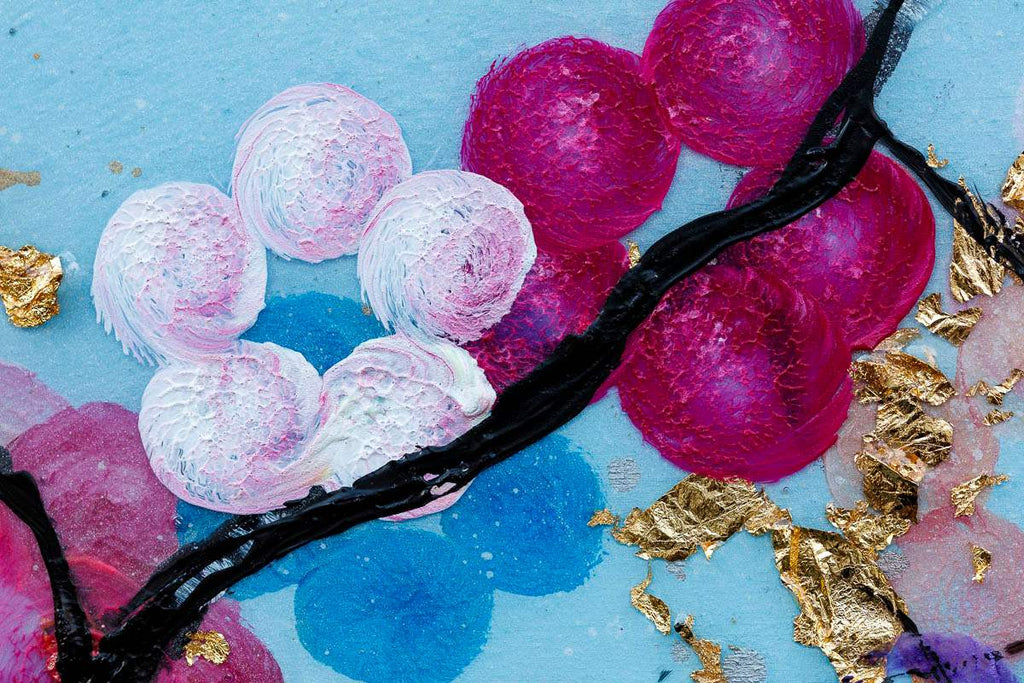 Sakura in Bloom Triptych - Original - SOLD by artist Becky Smith - Wyecliffe Galleries