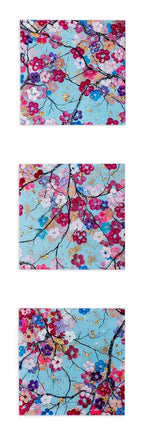 Sakura in Bloom Triptych - Original - SOLD by artist Becky Smith - Wyecliffe Galleries