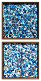 Sapphire Blossom - Diptych SET - Original - SOLD by artist Becky Smith - Wyecliffe Galleries