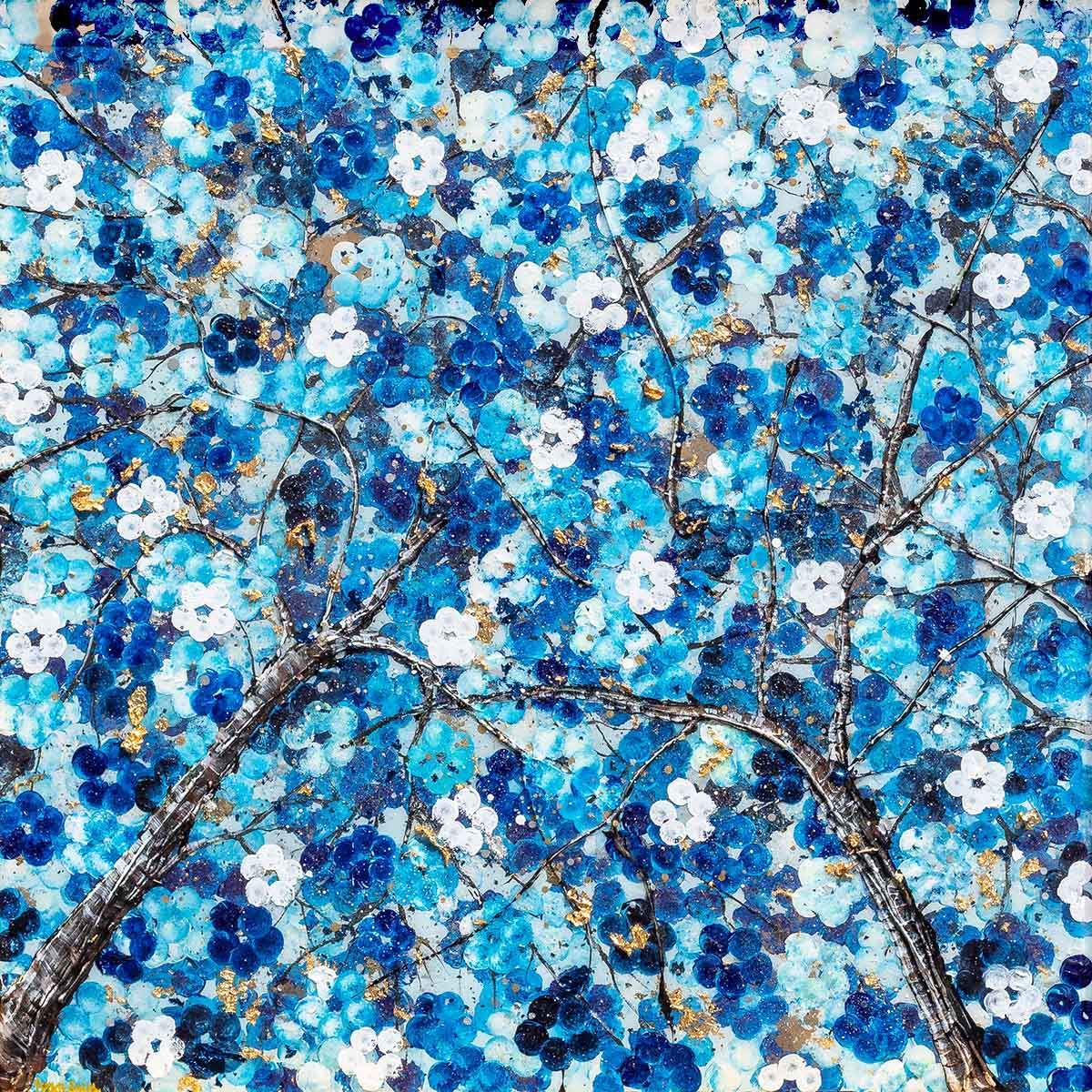 Sapphire Blossom - Diptych SET - Original - SOLD by artist Becky Smith - Wyecliffe Galleries