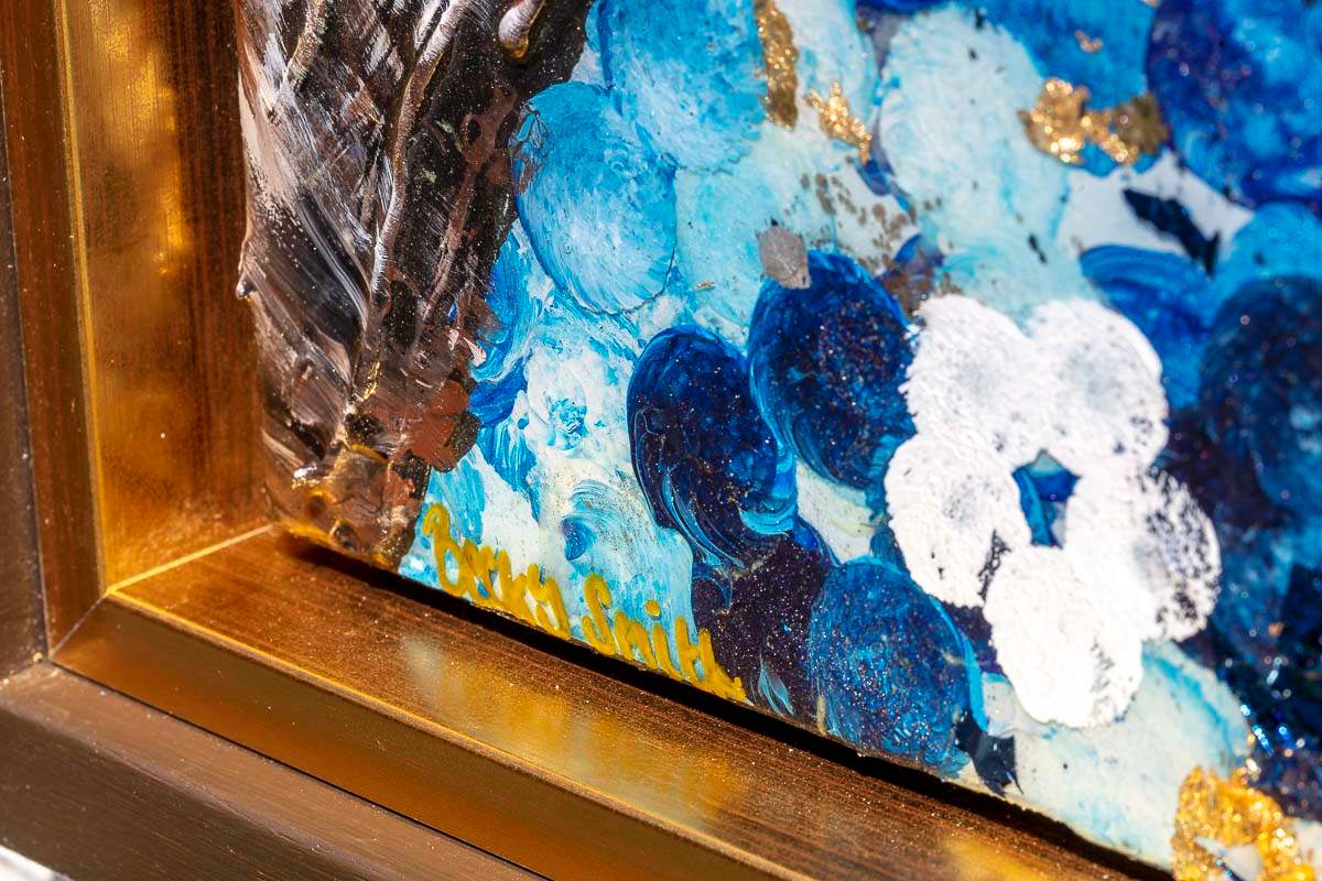 Sapphire Blossom - Diptych SET - Original - SOLD by artist Becky Smith - Wyecliffe Galleries