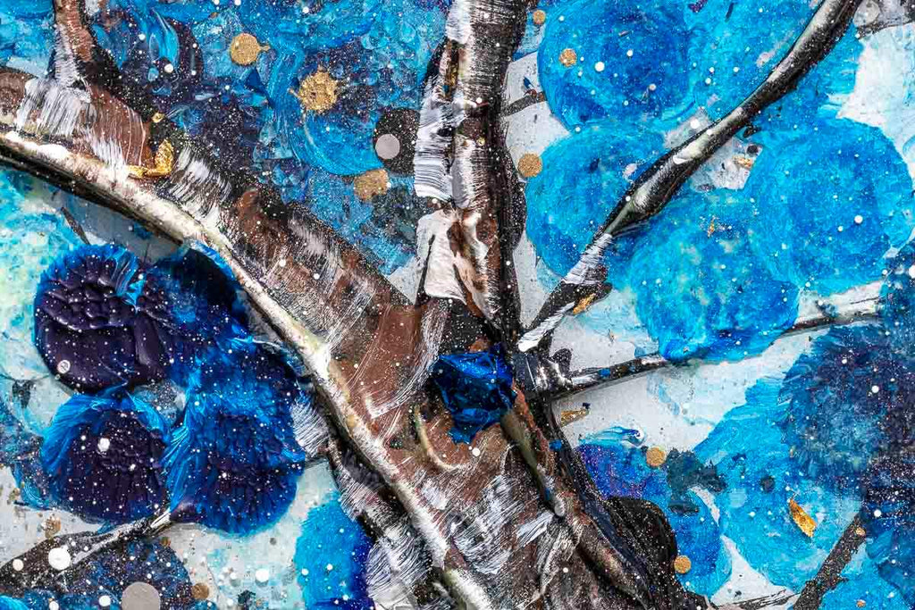 Sapphire Blossom - Diptych SET - Original - SOLD by artist Becky Smith - Wyecliffe Galleries