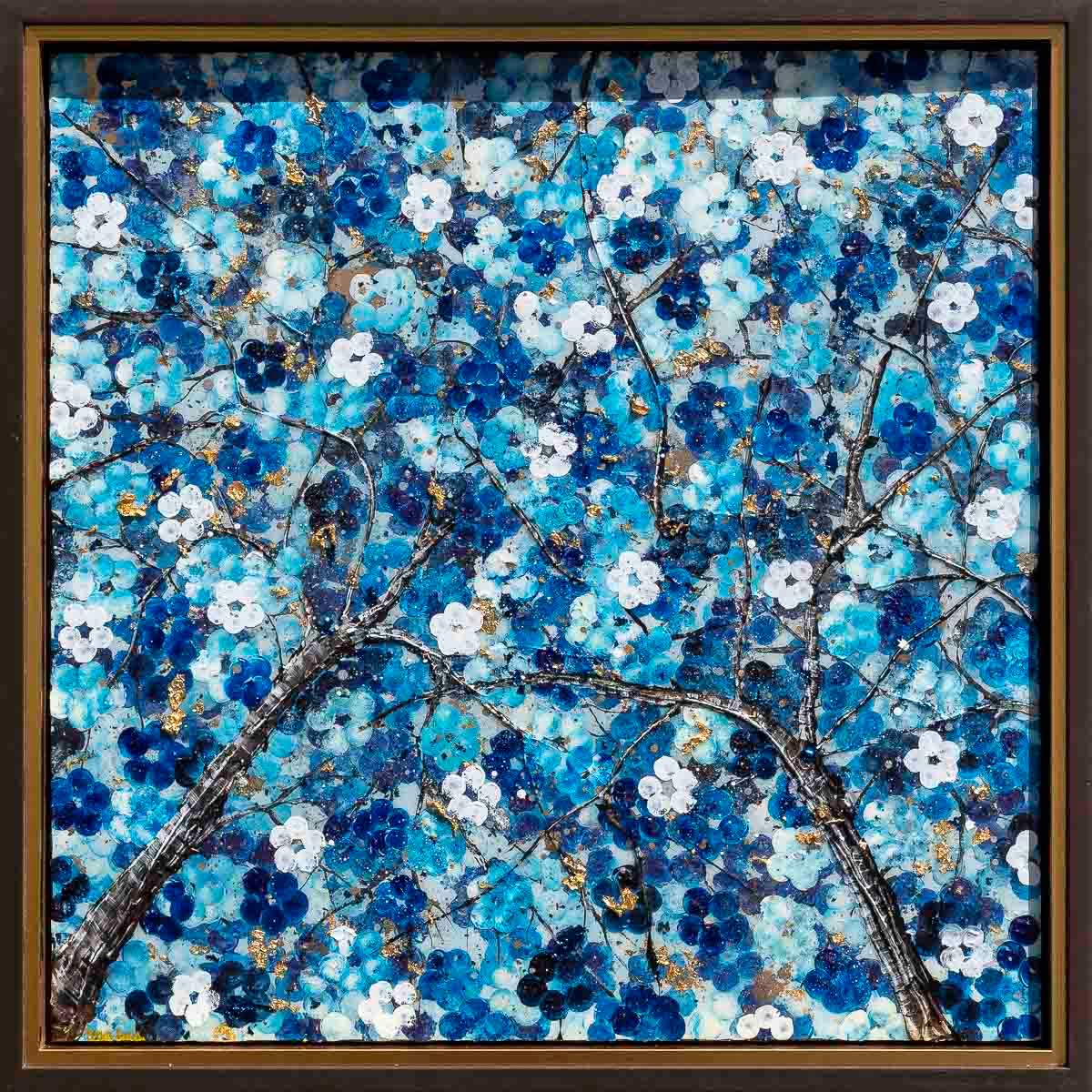 Sapphire Blossom - Diptych SET - Original - SOLD by artist Becky Smith - Wyecliffe Galleries