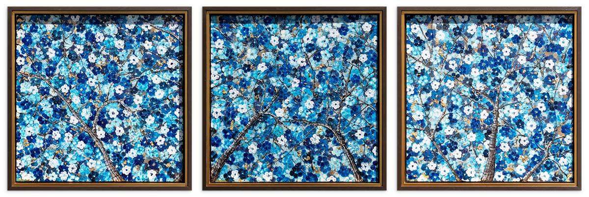 Sapphire Blossom I - Original - SOLD by artist Becky Smith - Wyecliffe Galleries