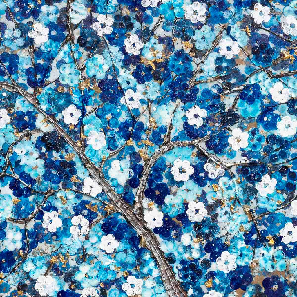 Sapphire Blossom I - Original - SOLD by artist Becky Smith - Wyecliffe Galleries