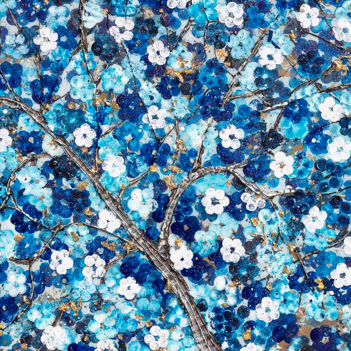 Sapphire Blossom I - Original - SOLD by artist Becky Smith - Wyecliffe Galleries