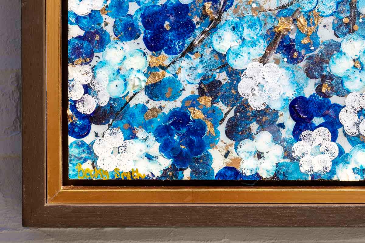 Sapphire Blossom I - Original - SOLD by artist Becky Smith - Wyecliffe Galleries