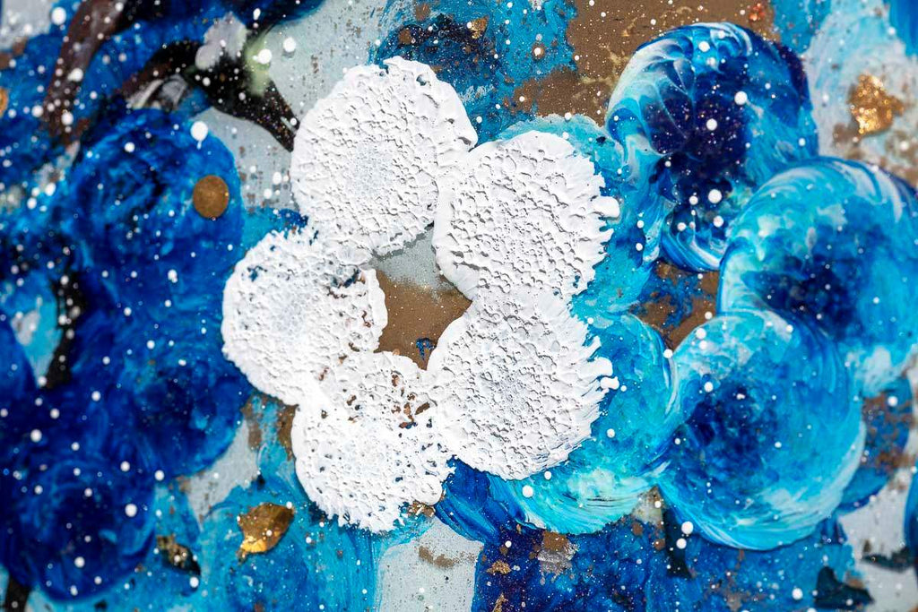 Sapphire Blossom I - Original - SOLD by artist Becky Smith - Wyecliffe Galleries