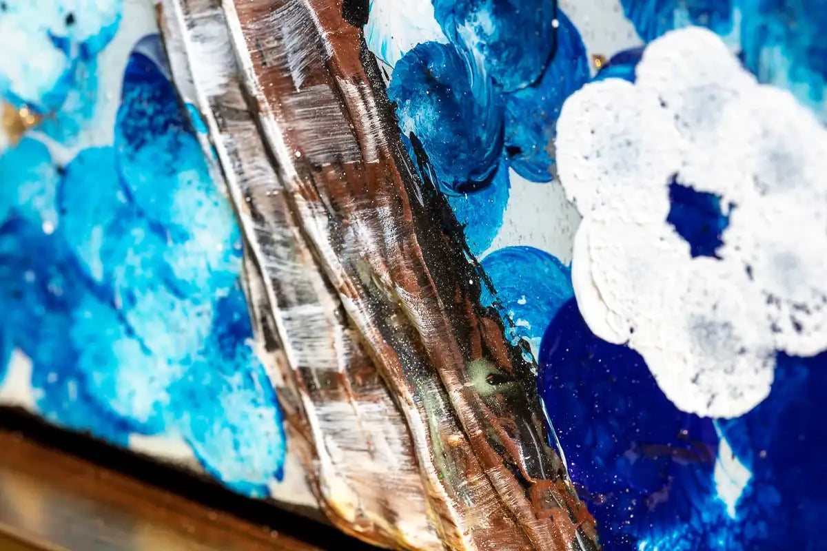 Sapphire Blossom I - Original - SOLD by artist Becky Smith - Wyecliffe Galleries