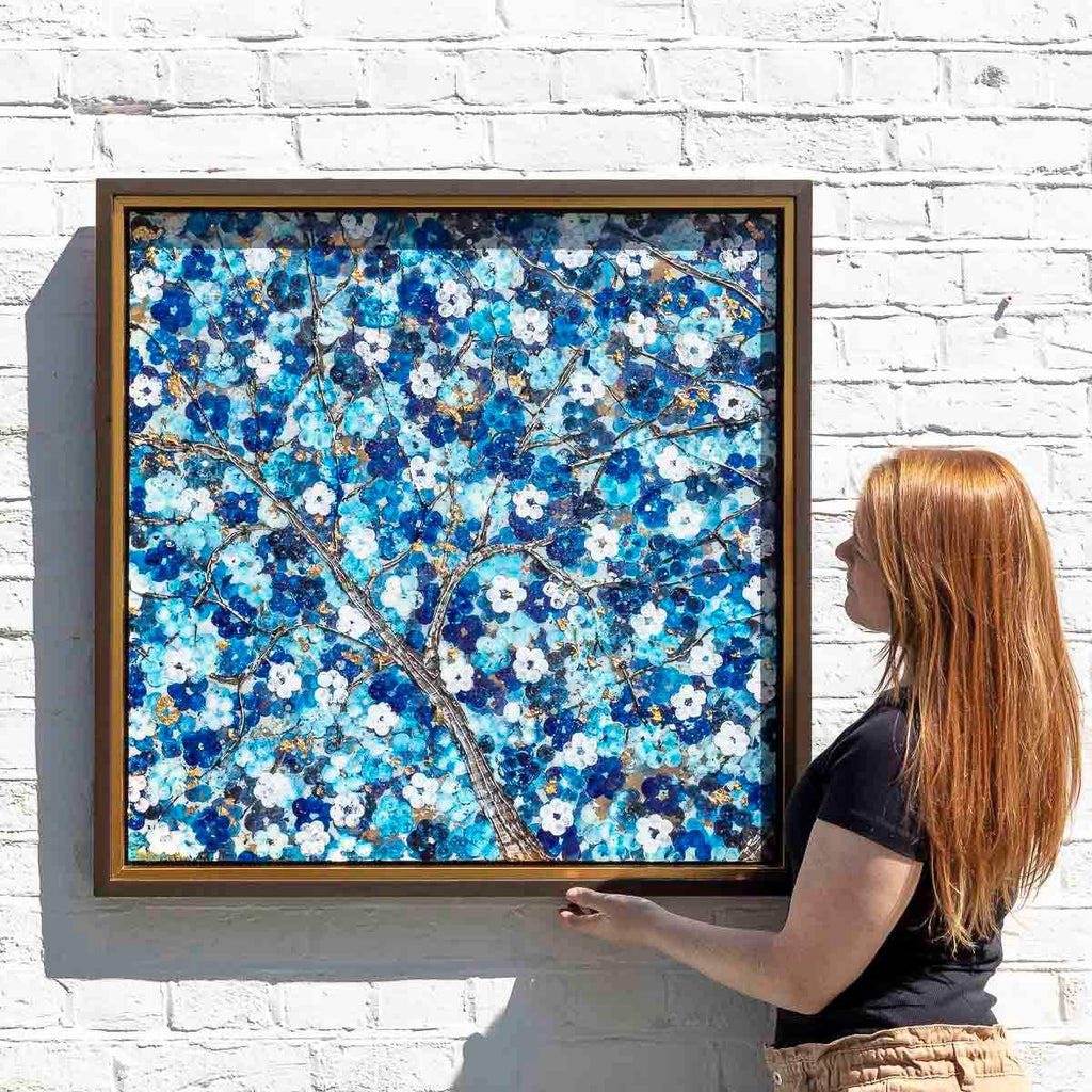 Sapphire Blossom I - Original - SOLD by artist Becky Smith - Wyecliffe Galleries