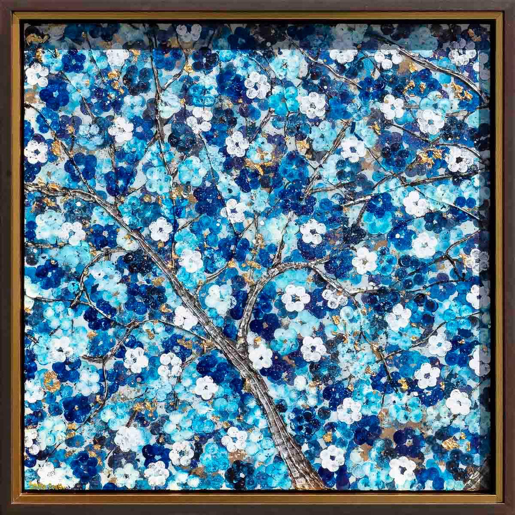 Sapphire Blossom I - Original - SOLD by artist Becky Smith - Wyecliffe Galleries