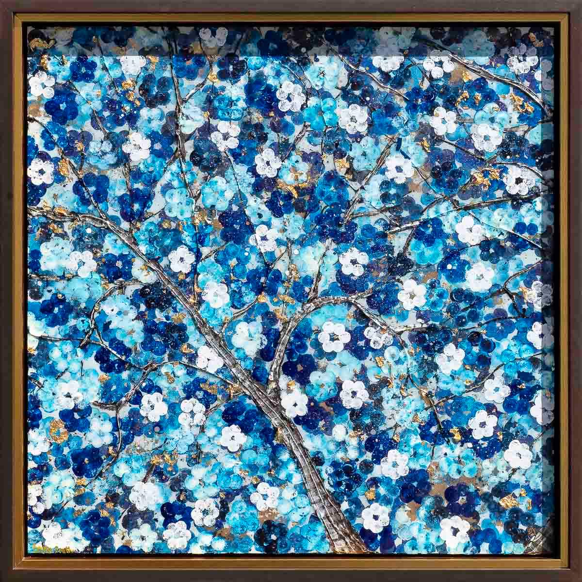 Sapphire Blossom I - Original - SOLD by artist Becky Smith - Wyecliffe Galleries