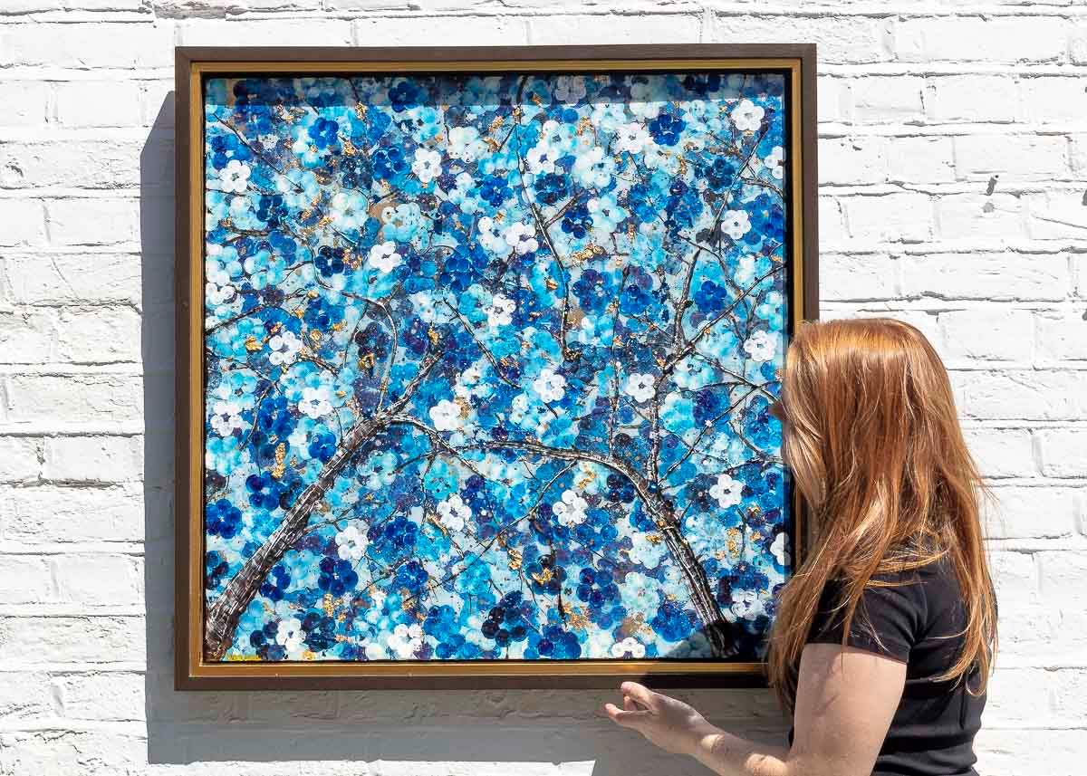 Sapphire Blossom II - Original - SOLD by artist Becky Smith - Wyecliffe Galleries