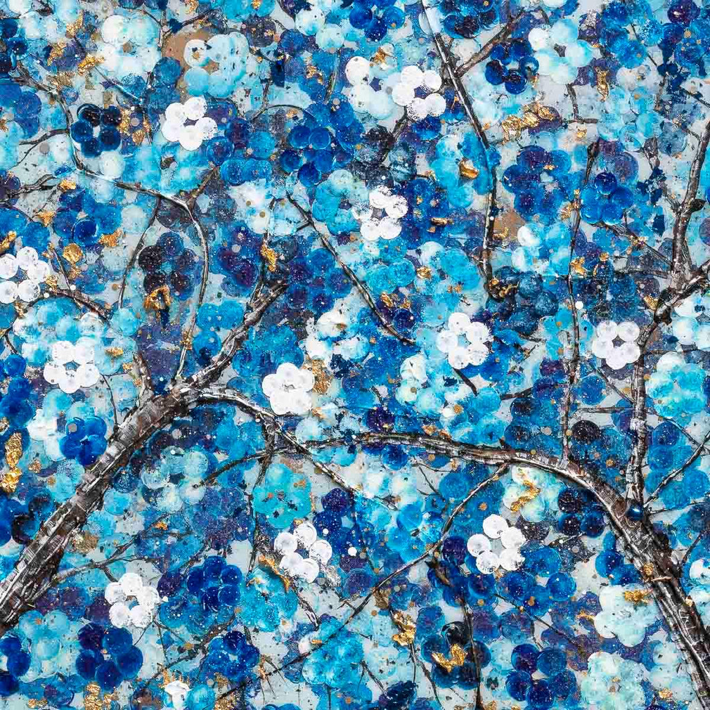 Sapphire Blossom II - Original - SOLD by artist Becky Smith - Wyecliffe Galleries