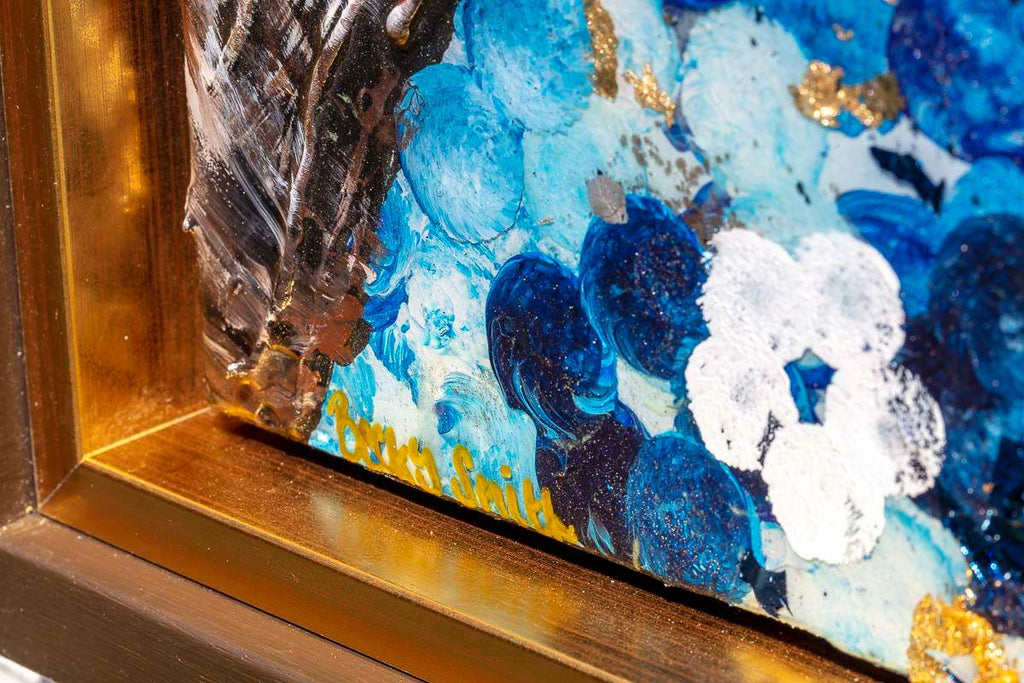 Sapphire Blossom II - Original - SOLD by artist Becky Smith - Wyecliffe Galleries