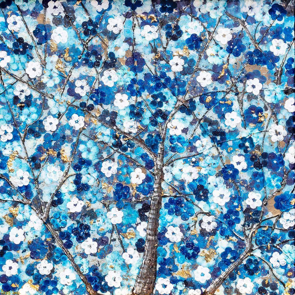Sapphire Blossom III - Original - SOLD by artist Becky Smith - Wyecliffe Galleries