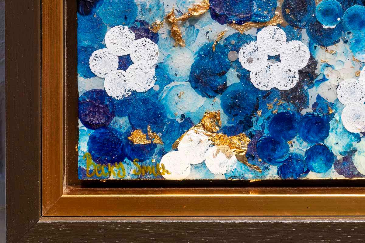 Sapphire Blossom III - Original - SOLD by artist Becky Smith - Wyecliffe Galleries