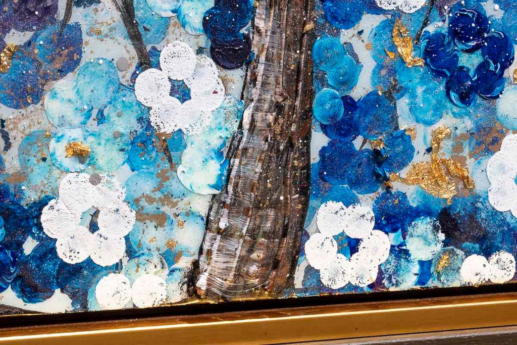 Sapphire Blossom III - Original - SOLD by artist Becky Smith - Wyecliffe Galleries