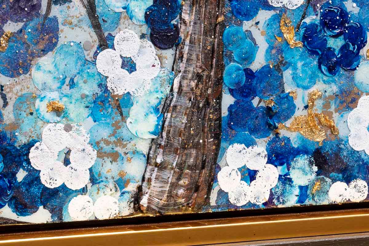 Sapphire Blossom III - Original - SOLD by artist Becky Smith - Wyecliffe Galleries