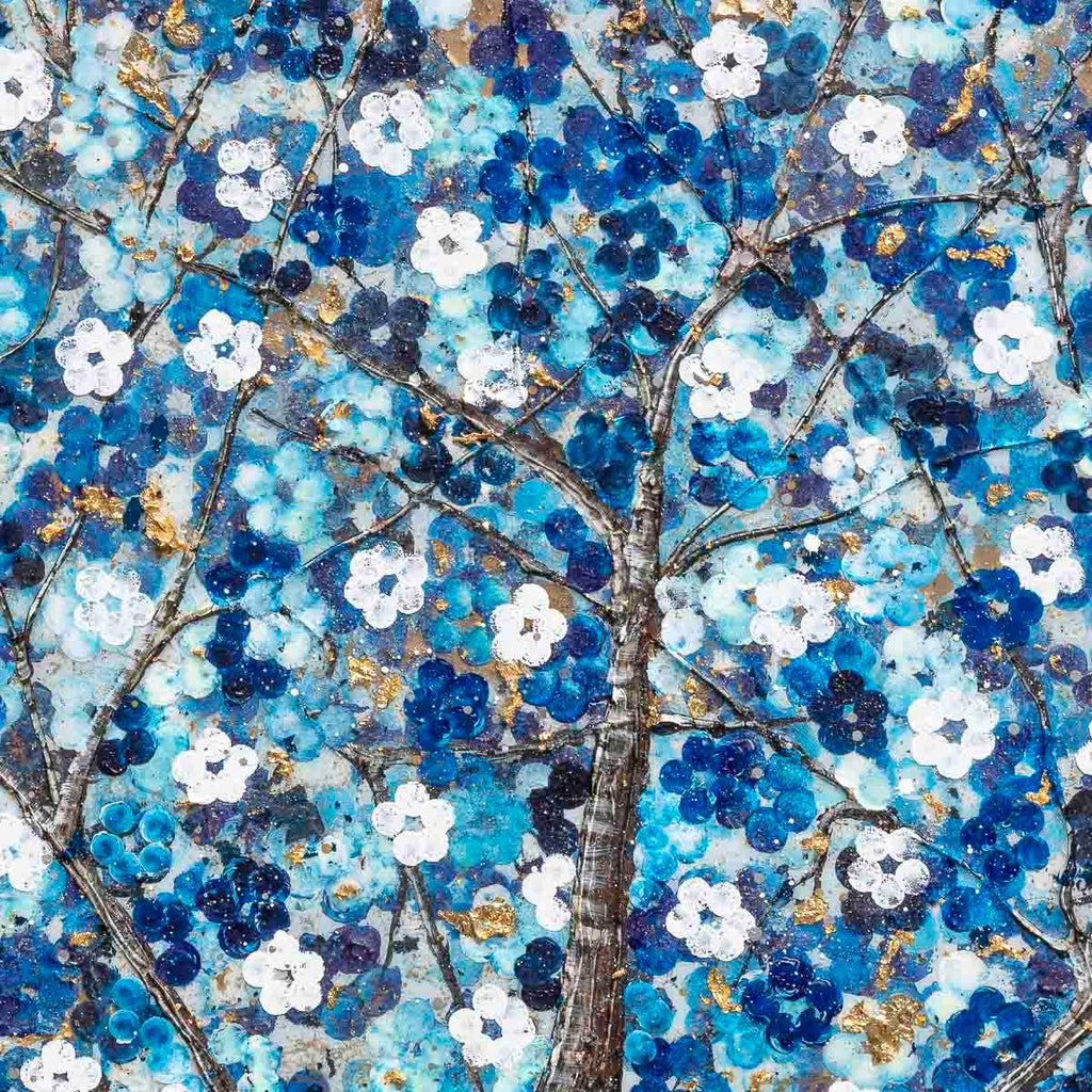 Sapphire Blossom III - Original - SOLD by artist Becky Smith - Wyecliffe Galleries