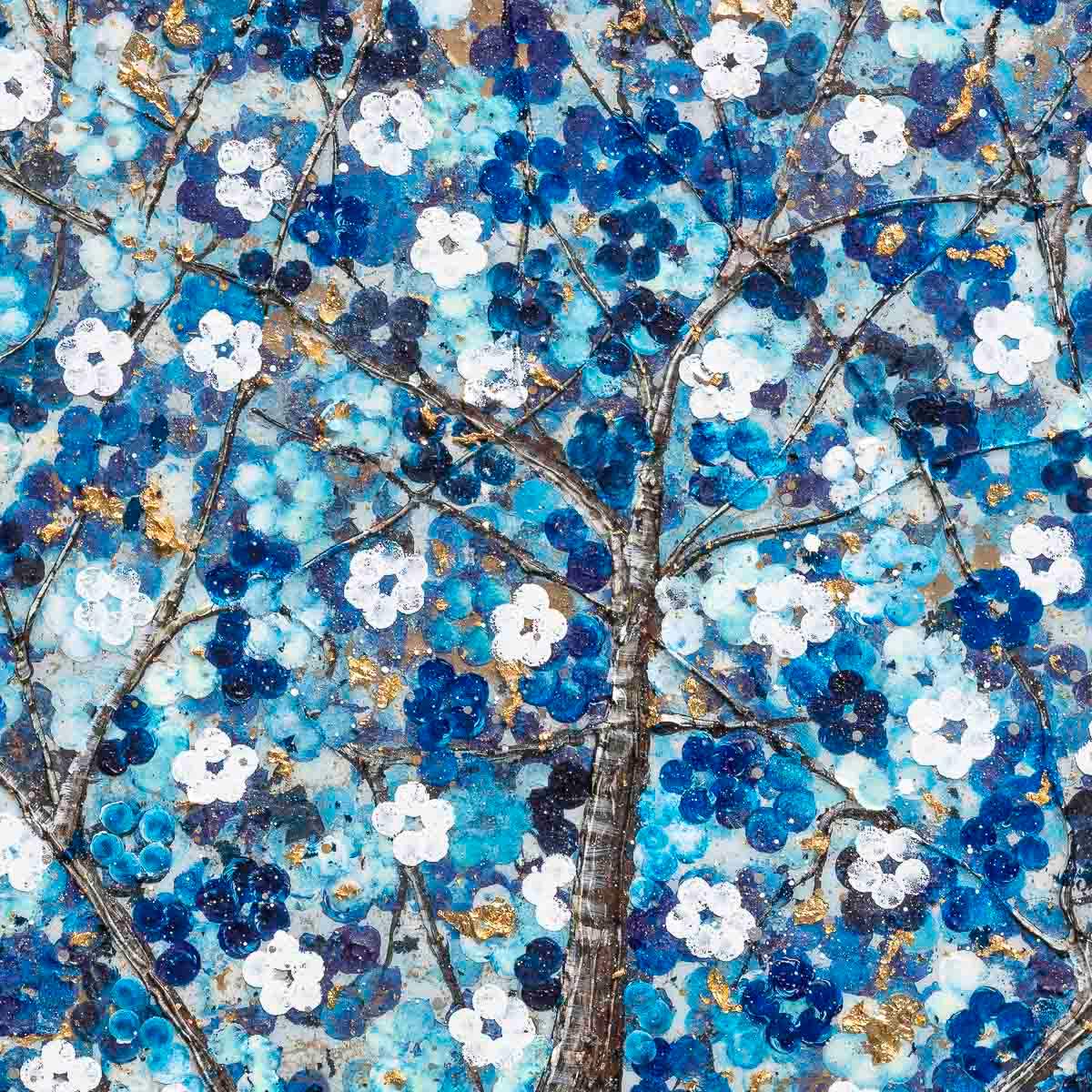 Sapphire Blossom III - Original - SOLD by artist Becky Smith - Wyecliffe Galleries