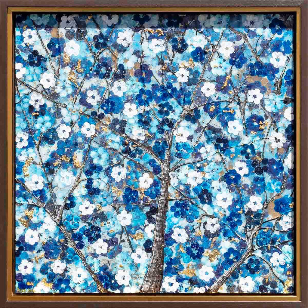 Sapphire Blossom III - Original - SOLD by artist Becky Smith - Wyecliffe Galleries