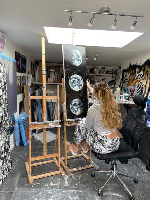 The Glow of the Moon Triptych - Original - SOLD by artist Becky Smith - Wyecliffe Galleries