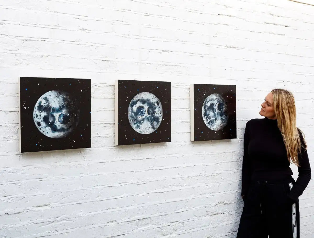 The Glow of the Moon Triptych - Original - SOLD by artist Becky Smith - Wyecliffe Galleries