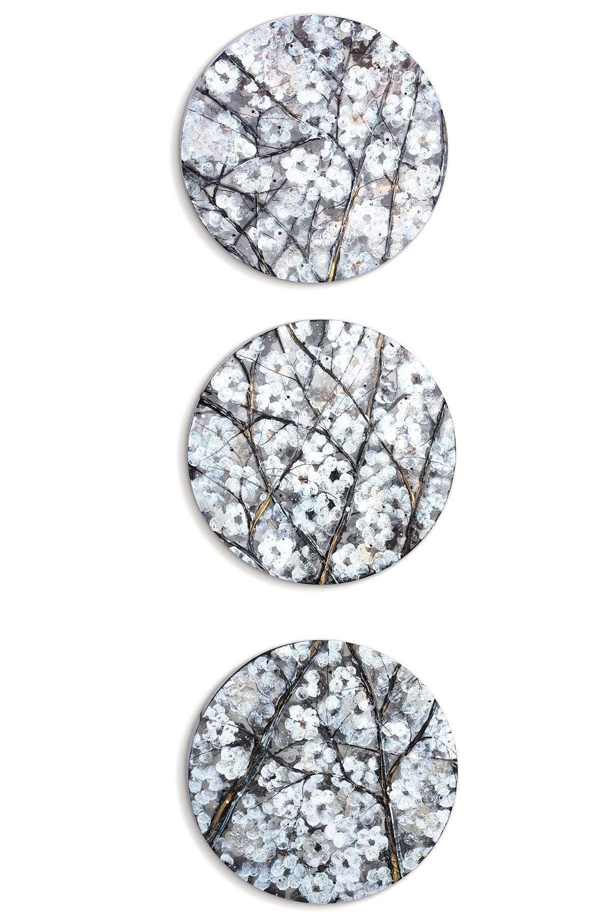 Winter in Bloom - Triptych - Original - SOLD by artist Becky Smith - Wyecliffe Galleries