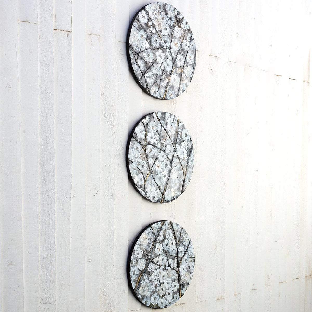 Winter in Bloom - Triptych - Original - SOLD by artist Becky Smith - Wyecliffe Galleries