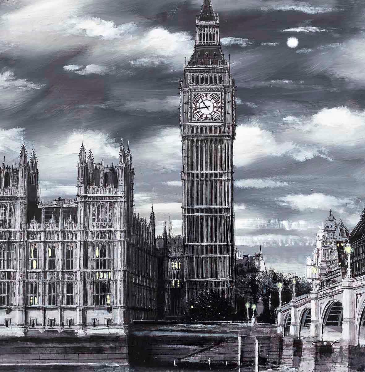 Moonlight Over Westminster - Original by artist Ben Wainwright - Wyecliffe Galleries