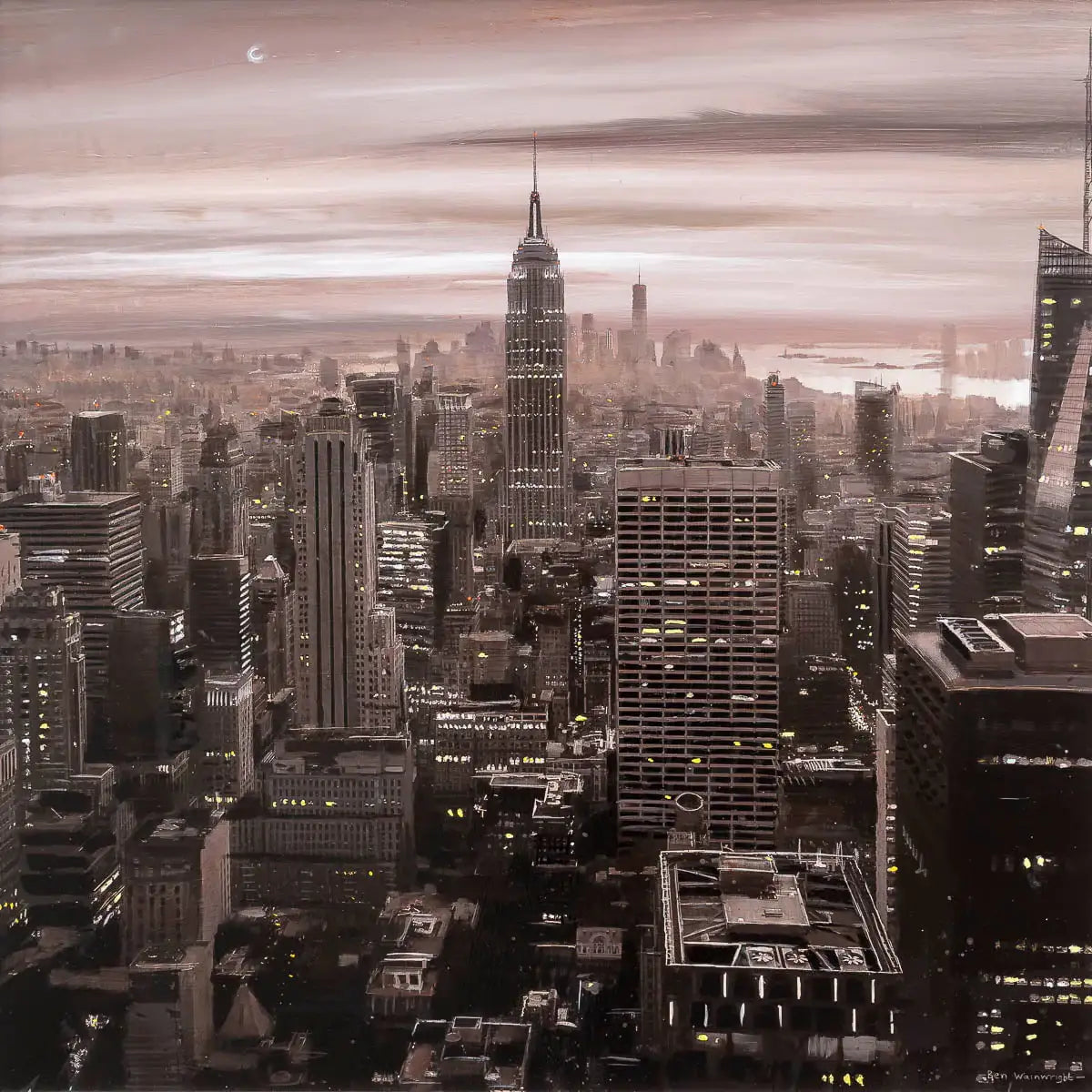 New York At Dusk - Original - SOLD by artist Ben Wainwright - Wyecliffe Galleries
