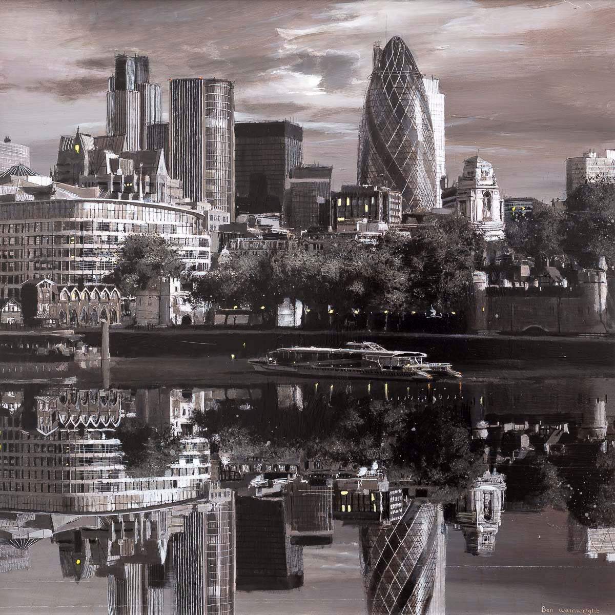 Reflections of the City - Original - SOLD by artist Ben Wainwright - Wyecliffe Galleries