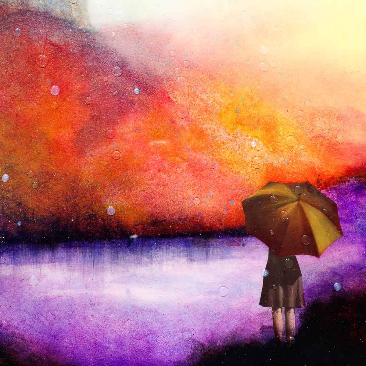 Glittering Rain - Original - SOLD by artist Brenda Herd - Wyecliffe Galleries