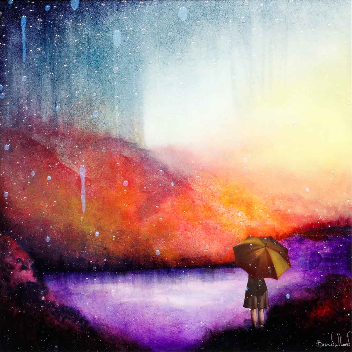 Glittering Rain - Original Brenda Herd Framed