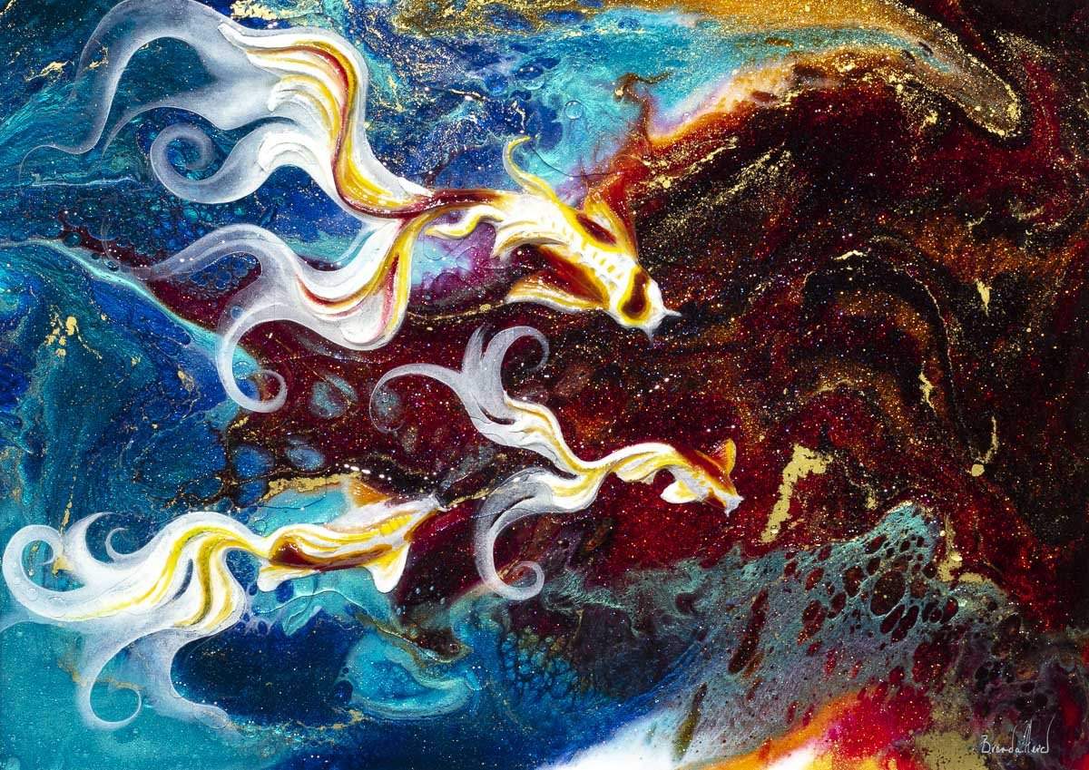 Koi - Original - SOLD by artist Brenda Herd - Wyecliffe Galleries
