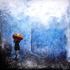 Walking in the Rain - Original - SOLD by artist Brenda Herd - Wyecliffe Galleries