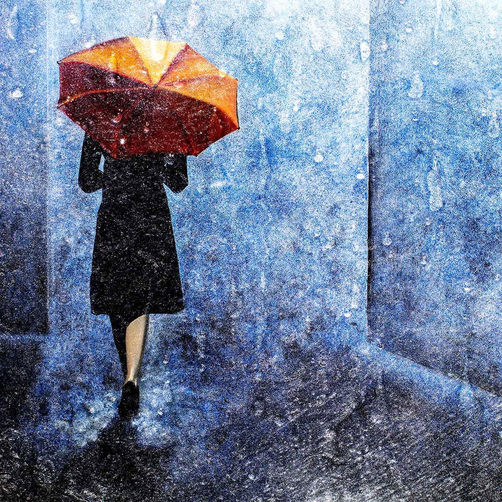 Walking in the Rain - Original - SOLD by artist Brenda Herd - Wyecliffe Galleries