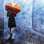 Walking in the Rain - Original - SOLD by artist Brenda Herd - Wyecliffe Galleries