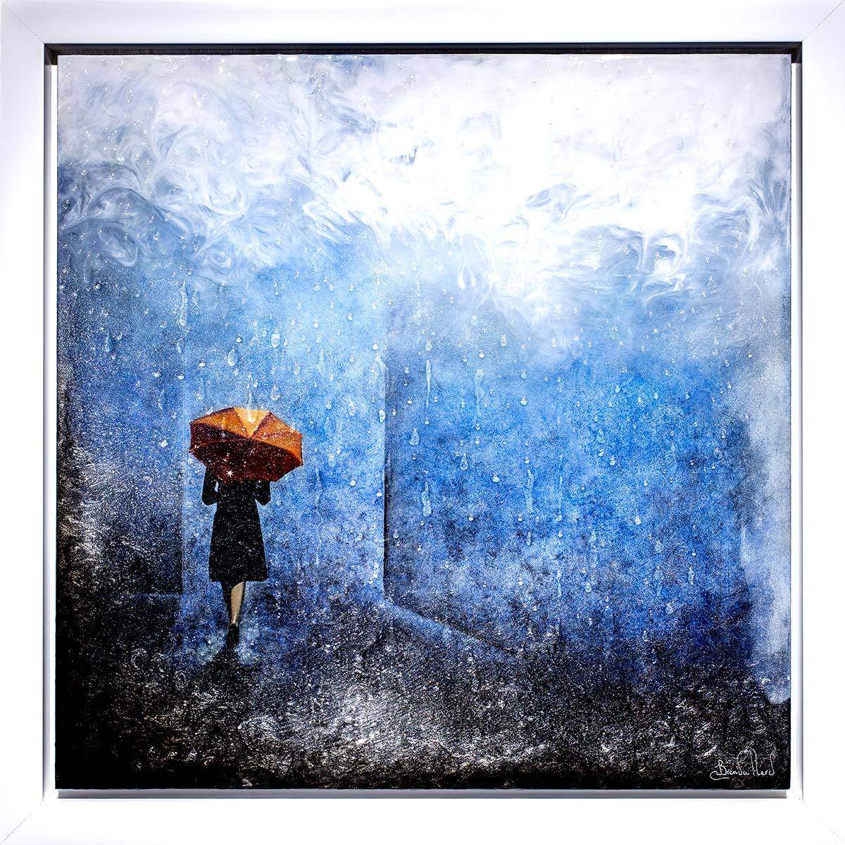 Walking in the Rain - Original - SOLD by artist Brenda Herd - Wyecliffe Galleries