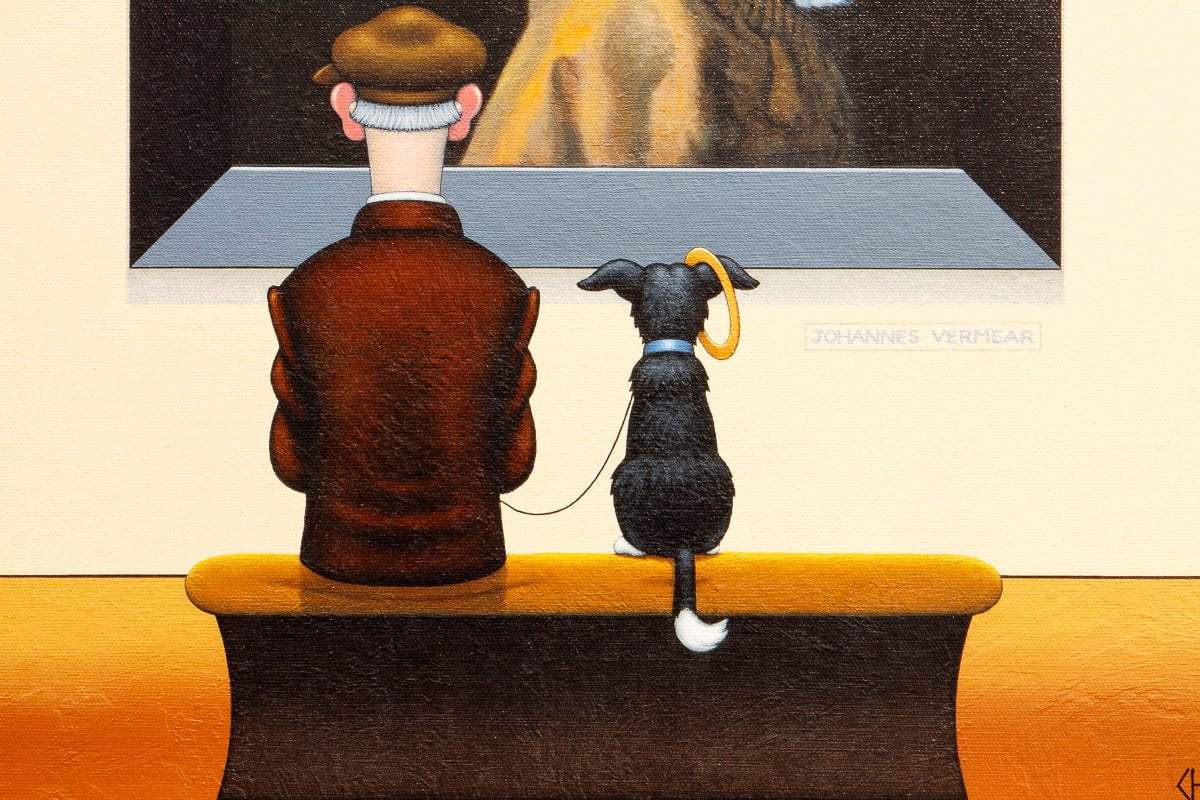 Dog With a Frisbee Earring - SOLD by artist Chris Chapman - Wyecliffe Galleries