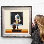 Dog With a Frisbee Earring - SOLD by artist Chris Chapman - Wyecliffe Galleries