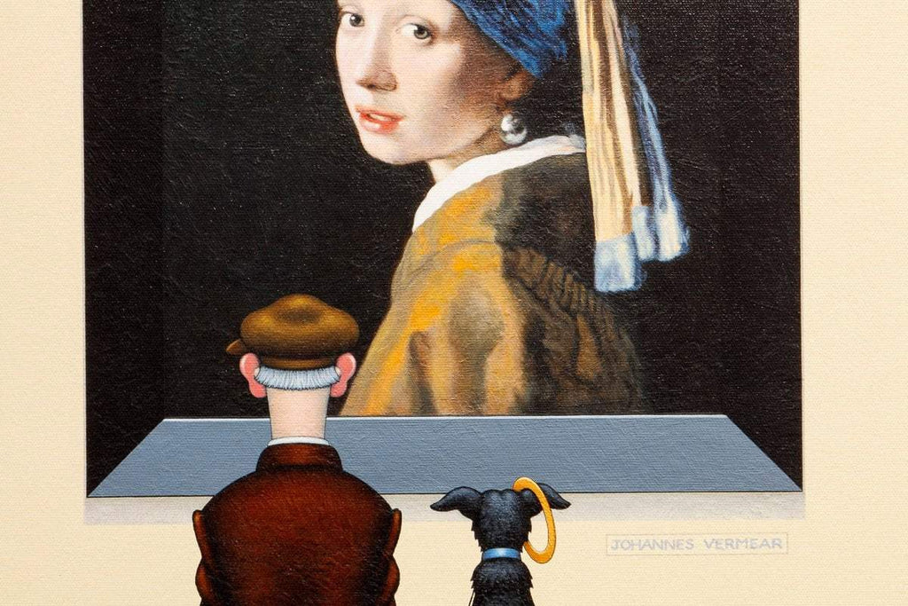 Dog With a Frisbee Earring - SOLD by artist Chris Chapman - Wyecliffe Galleries